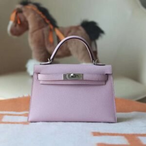 Hermes Mini Kelly ll Epsom Leather X9 Mauve Sylvestre Silver Hardware