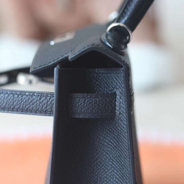 HERMES Mini Kelly ll 19CM Black Epsom Leather Silver Hardware New