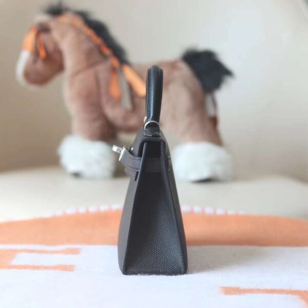 HERMES Mini Kelly ll 19CM Black Epsom Leather Silver Hardware New