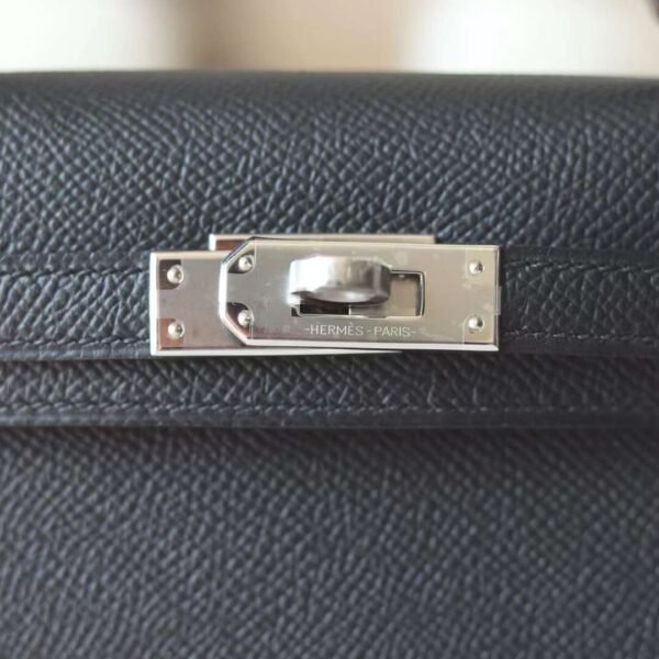 HERMES Mini Kelly ll 19CM Black Epsom Leather Silver Hardware New