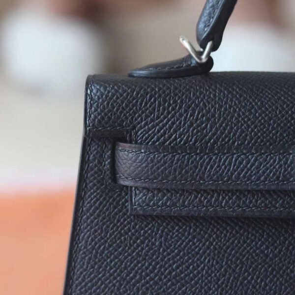 HERMES Mini Kelly ll 19CM Black Epsom Leather Silver Hardware New