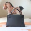 HERMES Mini Kelly ll 19CM Black Epsom Leather Silver Hardware New