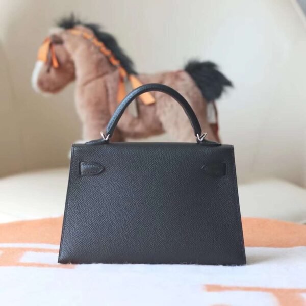 HERMES Mini Kelly ll 19CM Black Epsom Leather Silver Hardware New