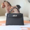 HERMES Mini Kelly ll 19CM Black Epsom Leather Silver Hardware New