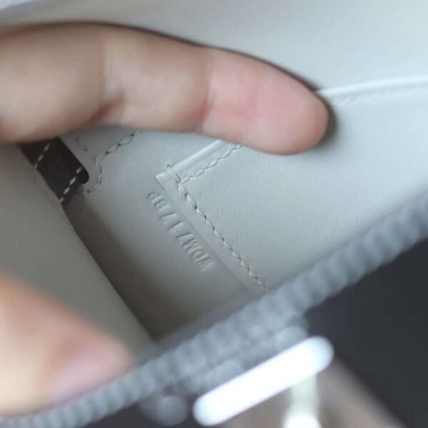 HERMES Mini Kelly ll 19CM Chever Leather Noir/Pearl Grey PHW