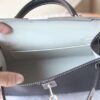 HERMES Mini Kelly ll 19CM Chever Leather Noir/Pearl Grey PHW