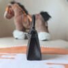 HERMES Mini Kelly ll 19CM Chever Leather Noir/Pearl Grey PHW