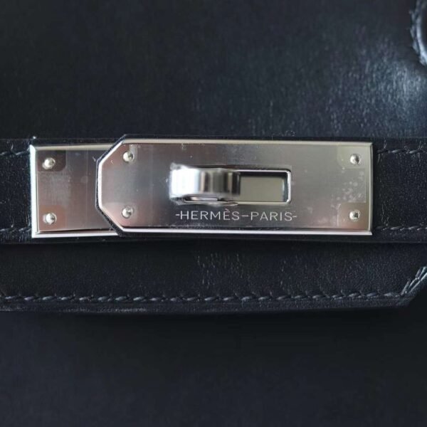 HERMES Birkin 30CM Box Leather Stamp W CK89 Noir Silver Hardware