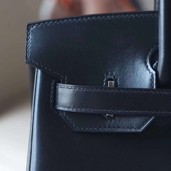 HERMES Birkin 30CM Box Leather Stamp W CK89 Noir Silver Hardware