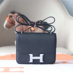 HERMES Constance 19CM Epsom Leather CK89 Noir Silver Hardware 1-18