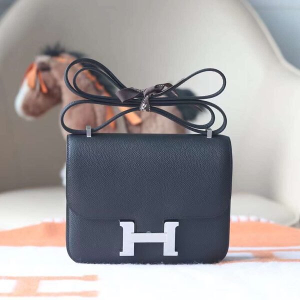 HERMES Constance 19CM Epsom Leather CK89 Noir Silver Hardware 1-18