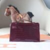 HERMES Kelly Pochette 22CM 57 Bordeaux Matter Crocodile Gold Hardware