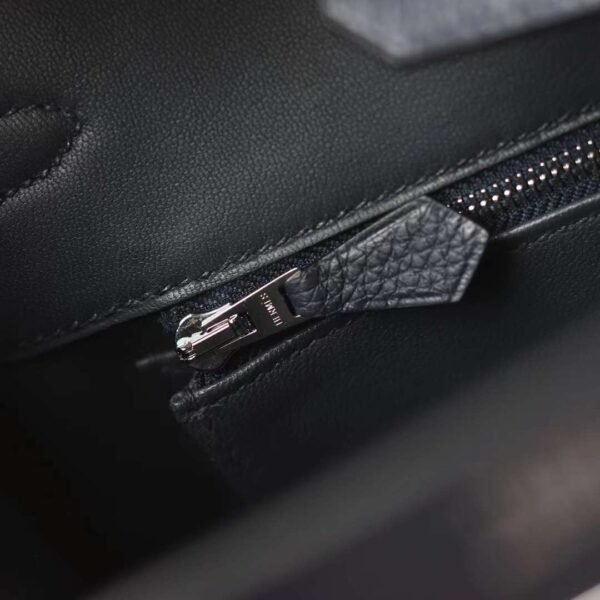 HERMES Birkin 25CM Togo Leather 2Z Blue Nuit Stamp B Silver Hardware