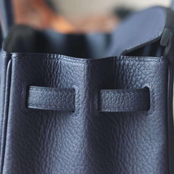HERMES Birkin 25CM Togo Leather 2Z Blue Nuit Stamp B Silver Hardware