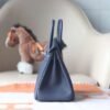 HERMES Birkin 25CM Togo Leather 2Z Blue Nuit Stamp B Silver Hardware