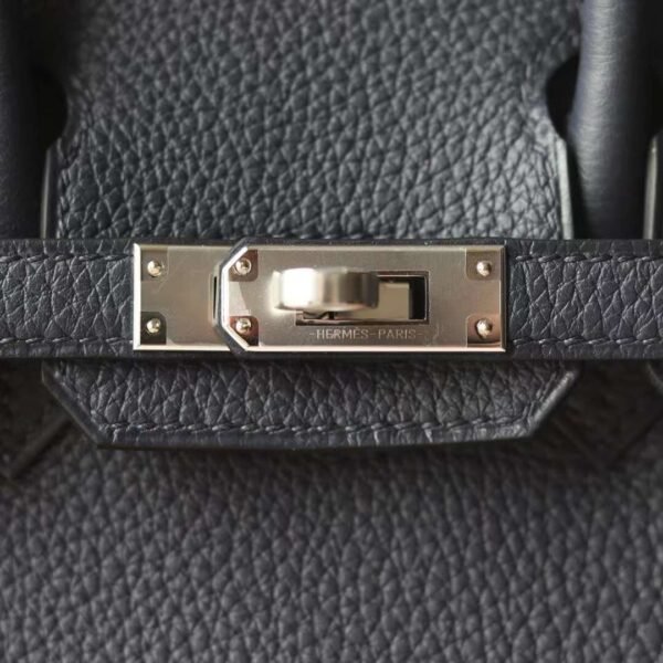 HERMES Birkin 25CM Togo Leather 2Z Blue Nuit Stamp B Silver Hardware