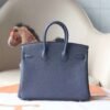 HERMES Birkin 25CM Togo Leather 2Z Blue Nuit Stamp B Silver Hardware