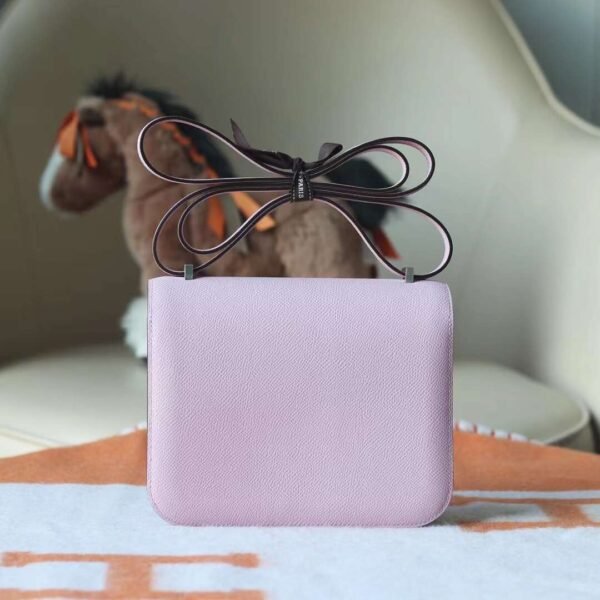 HERMES Constance 19CM Epsom Leather X9 Mauve Sylvestre Silver Hardware