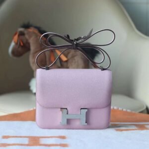 HERMES Constance 19CM Epsom Leather X9 Mauve Sylvestre Silver Hardware