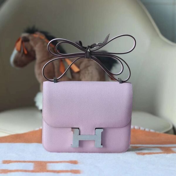 HERMES Constance 19CM Epsom Leather X9 Mauve Sylvestre Silver Hardware