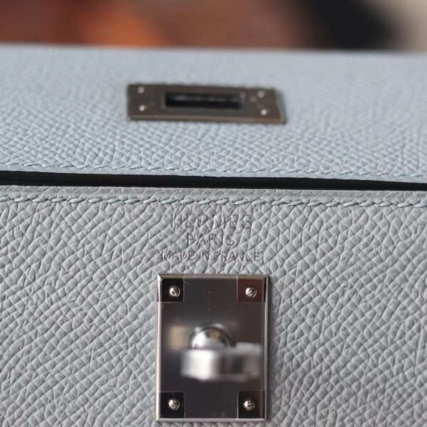 HERMES Kelly 25CM Epsom Leather 8U Blue Glacier Silver Hardware Top quality