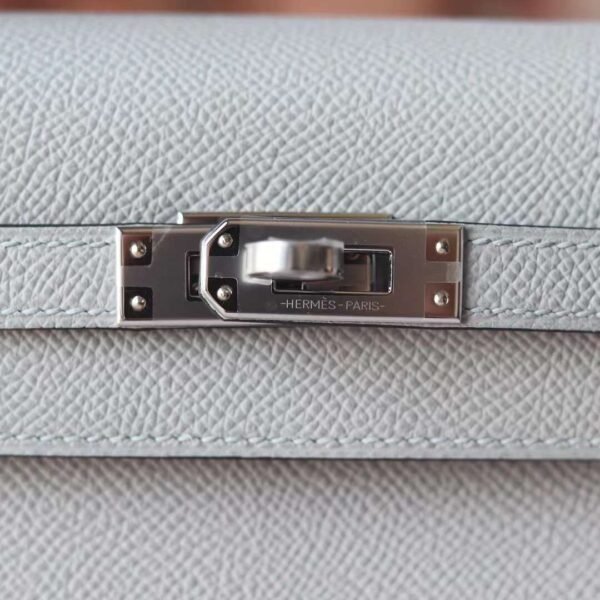 HERMES Kelly 25CM Epsom Leather 8U Blue Glacier Silver Hardware Top quality