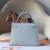 HERMES Kelly 25CM Epsom Leather 8U Blue Glacier Silver Hardware Top quality