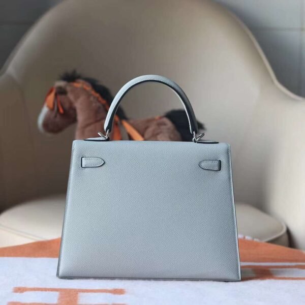 HERMES Kelly 25CM Epsom Leather 8U Blue Glacier Silver Hardware Top quality