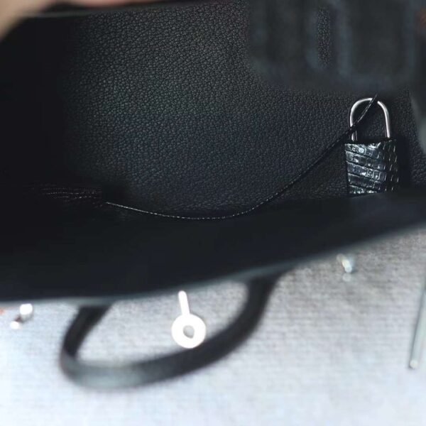 HERMES Birkin 20CM CK89 Noir Lizard Leather Silver Hardware