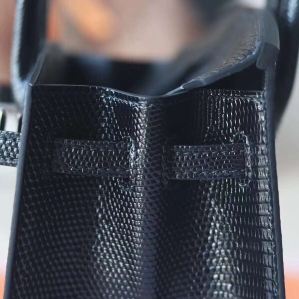HERMES Birkin 20CM CK89 Noir Lizard Leather Silver Hardware