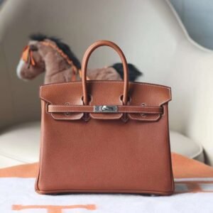 HERMES Faubourg Birkin 25CM Bag Gold Silver Hardware