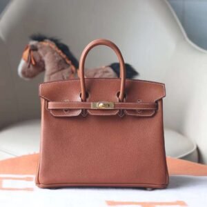 HERMES Birkin 25CM Barenia Faubourg Leather CK37 Gold GHW Hardware