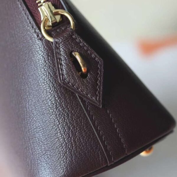 Hermes Bolide 25CM Chever Leather 0G Rouge Sellier Gold Hardware