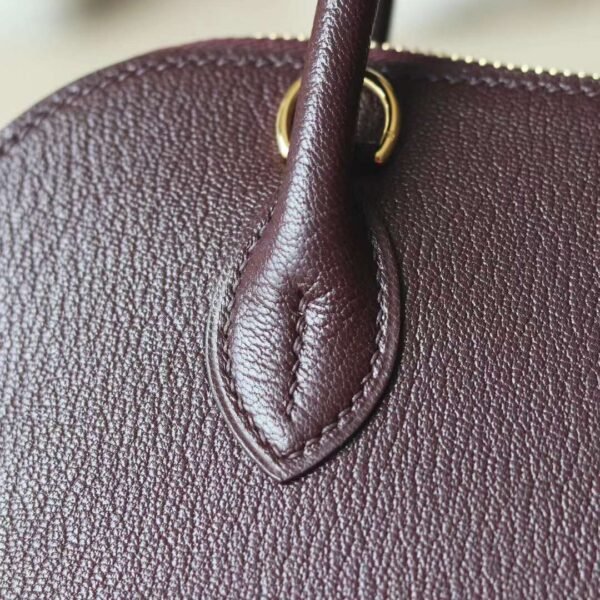 Hermes Bolide 25CM Chever Leather 0G Rouge Sellier Gold Hardware