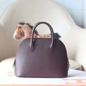 Hermes Bolide 25CM Chever Leather 0G Rouge Sellier Gold Hardware