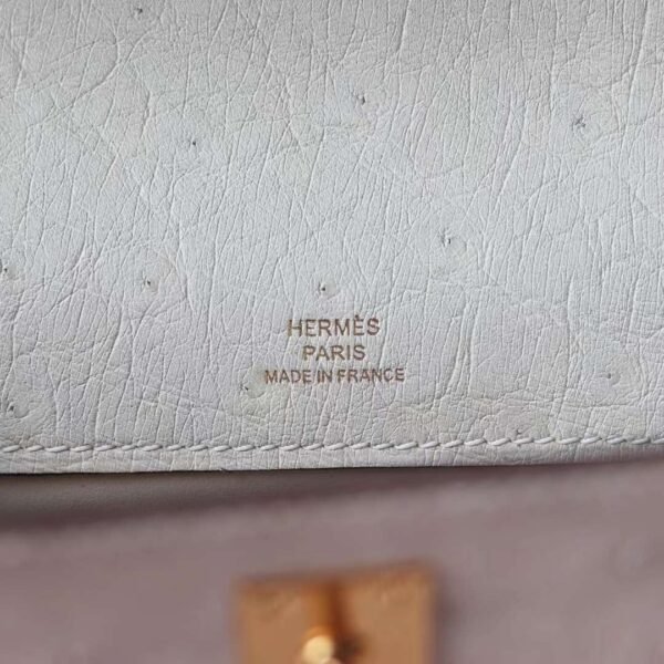 Hermes Kelly Pochette 22CM Ostrich Leather 3C Parchemin Gold Hardware