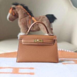 Hermes Mini Kelly ll CK37 Gold Epsom Leather Gold Hardware
