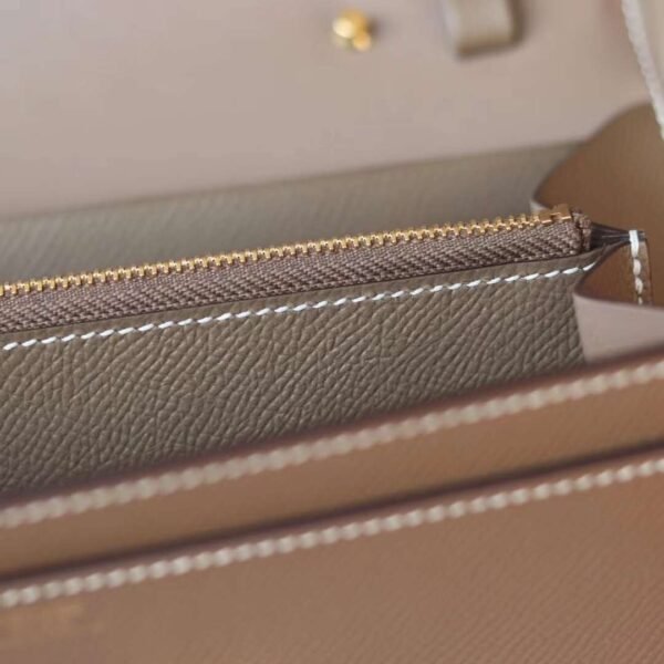 Hermes Kelly Wallet To Go CK18 Etoupe Epsom Leather Gold Hardware