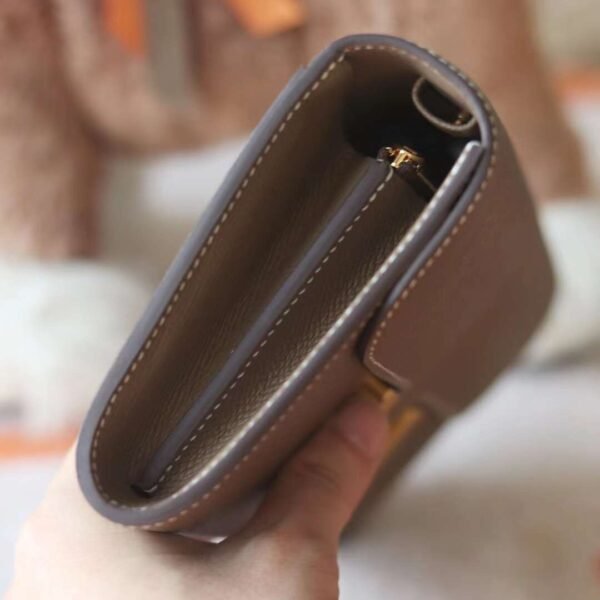 Hermes Kelly Wallet To Go CK18 Etoupe Epsom Leather Gold Hardware