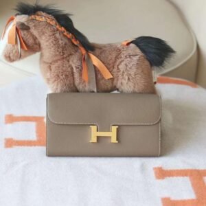 Hermes Kelly Wallet To Go CK18 Etoupe Epsom Leather Gold Hardware