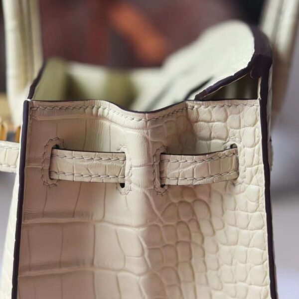Hermes Birkin 20CM Y1 Vanille Matter Crocodile Leather Gold Hardware