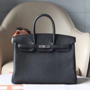 Hermes Birkin 35CM Black CK89 Noir Togo Leather Original Silver Hardware