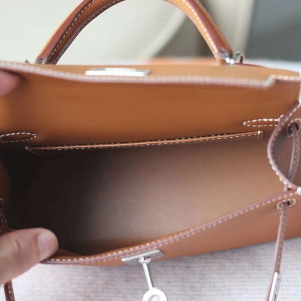 CK37 Gold Mini Kelly Bag Epsom Leather Silver Hardware