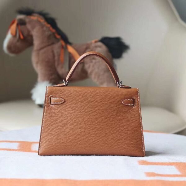 CK37 Gold Mini Kelly Bag Epsom Leather Silver Hardware