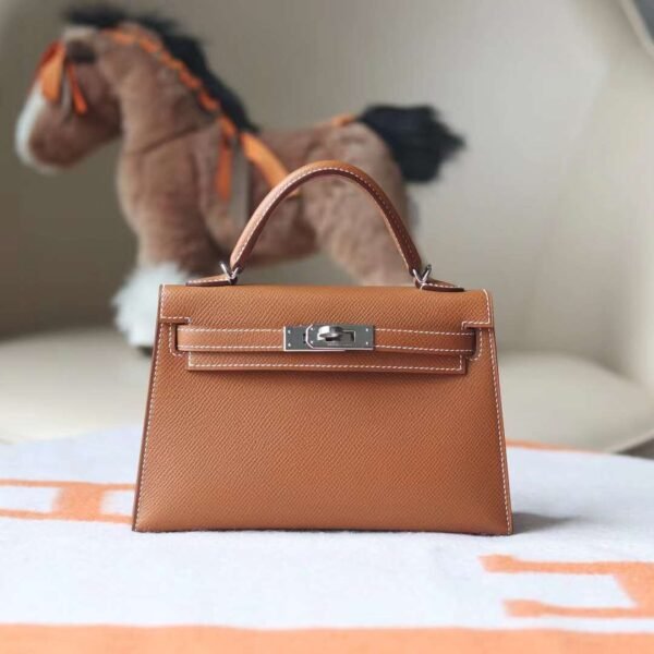 CK37 Gold Mini Kelly Bag Epsom Leather Silver Hardware