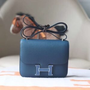 Hermes Constance 19CM Epsom S4 Deep Blue Enamel Buckle Blue Hardware