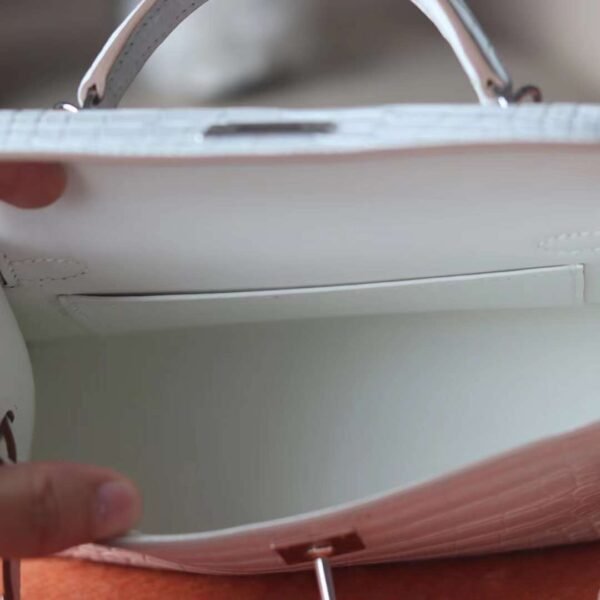 New Mini Kelly I2 Nata Matter Crocodile Leather Silver Hardware