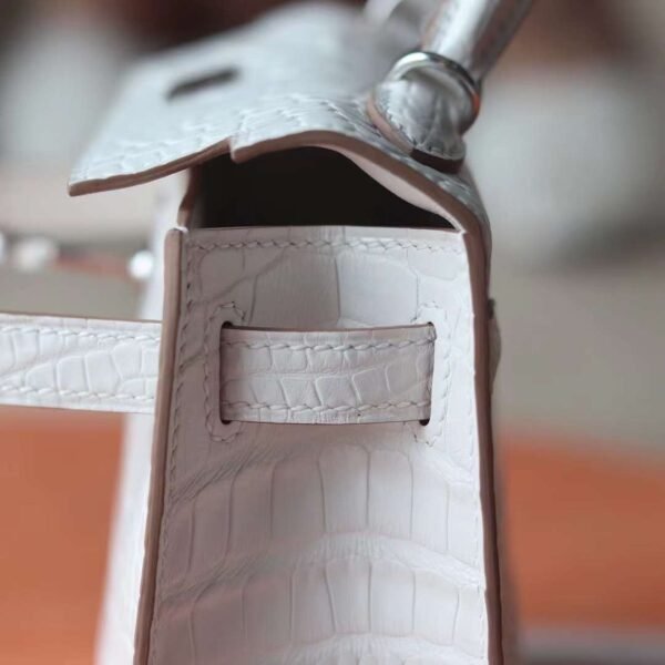 New Mini Kelly I2 Nata Matter Crocodile Leather Silver Hardware
