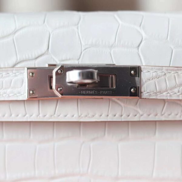 New Mini Kelly I2 Nata Matter Crocodile Leather Silver Hardware