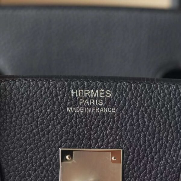HERMES Birkin 35CM Stamp W Togo Blue Nuit Silver Hardware